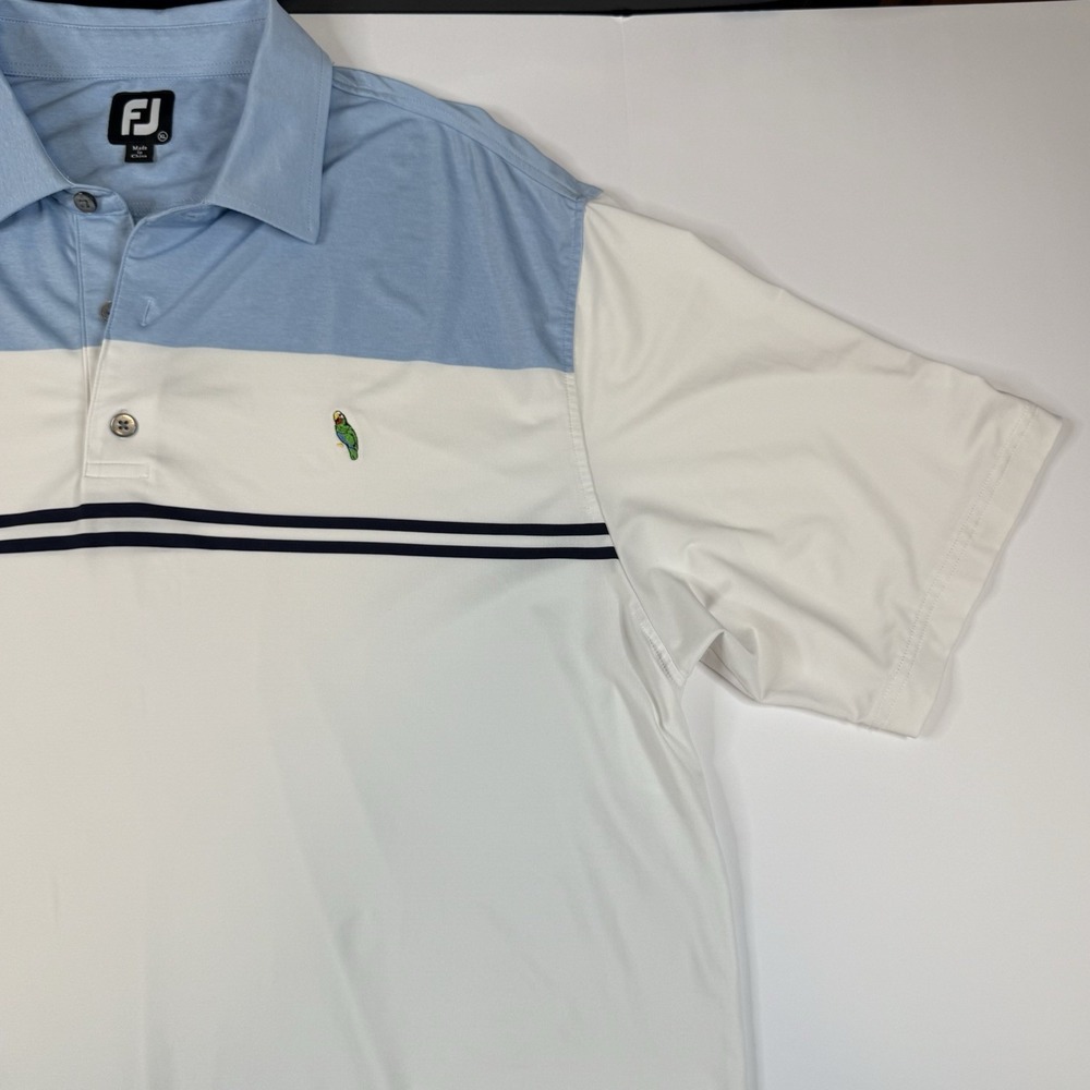Footjoy FJ Golf Polo Abaco Club Blue White Short Sleeve Stretch Mens XL - Picture 3 of 14
